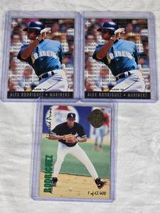 Lot of 3 Alex Rodriguez Rookie Cards including Fleer 95 Major League Prospect and Limited Print.
