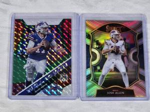Lot of 2 Josh Allen Prizm Cards - Panini Mosaic Will to Win and Select Concourse Prizm - Buffalo Bills Football Cards