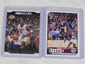 Lot of 2 Kobe Bryant Basketball Cards including Upper Deck and NBA Hoops.
