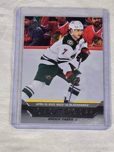 Brock Faber Rookie 2023-24 Upper Deck Debut Dates #DD-15 - Minnesota Wild Hockey Card