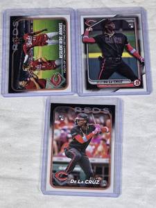 Lot of 3 Elly De La Cruz Rookie Baseball Cards, including Resilient Reds Rookies - Cincinnati Reds Baseball Cards