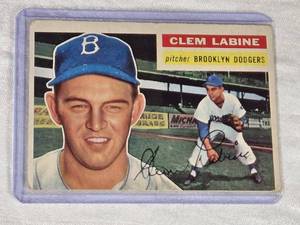 Clem Labine 1956 Topps #295 High Number - Brooklyn Dodgers Vintage Baseball Card