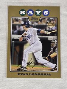 Evan Longoria Gold Rookie 2008 Topps Auto #UH10 and Numbered 13792008- Tampa Bay Rays Baseball Card