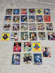 Lot of 31 Hall of Famers and Stars Baseball Cards Featuring Key Players Including Tony Gwynn, Ozzie Smith, and Andre Dawson