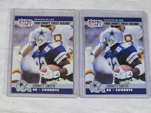 Lot of 2 Emmitt Smith Football Cards featuring 1990 Pro Set Rookie Cards #685 - Dallas Cowboys Football Cards