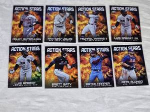 Lot of 7 Refractor Insert Baseball Cards Inc. Some Rookies Featuring Luis Robert Jr., Adley Rutschman RC, Anthony Volpe RC, Brett Baty RC, Michael Harris II RC, Bryce Harper, and Pete Alonso