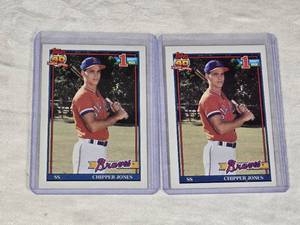 Lot of 2 Chipper Jones Rookie Cards - Topps 1991 #333 - Atlanta Braves Baseball Cards