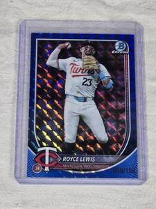 Royce Lewis 2025 Bowman Chrome Blue Refractor Numbered 058150 - Minnesota Twins Baseball Card