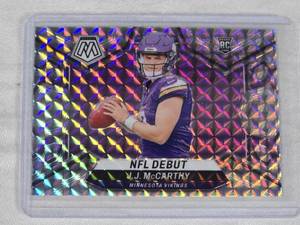 J.J. McCarthy Rookie 2024 Panini Mosaic Silver Holo Prism #275 - Minnesota Vikings Football Card