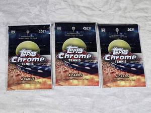 Lot of 3 Unopened Packs of 2021 Topps Chrome Tennis