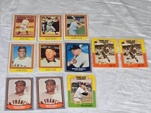 Lot of Baseball Cards Featuring Babe Ruth, Mickey Mantle, Willie Mays, and Ted Williams