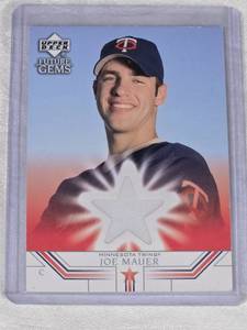 Joe Mauer Rookie Relic 2002 Upper Deck Future Gems Game-Used Jersey #67 - Minnesota Twins Baseball Card