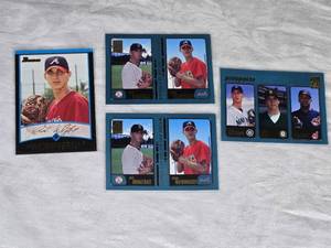 Lot of 5 Rookie Baseball Cards Featuring Adam Wainwright, Phil Dumatrait, Ryan Anderson, Barry Zito, and C.C. Sabathia