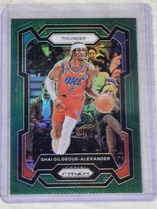Shai Gilgeous-Alexander 2023-24 Panini Prizm Green Refractor #85 - Oklahoma City Thunder Basketball Card