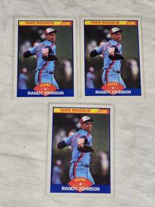 Lot of 3 Randy Johnson Rookie Baseball Cards - 1989 Score #645 - Montreal Expos Baseball Cards