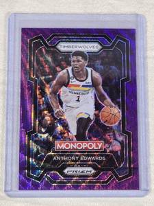 Anthony Edwards 2023-24 Panini Prizm Monopoly Purple Wave Refractor #52 - Minnesota Timberwolves Basketball Card