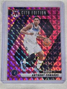 Anthony Edwards 2024-25 Panini Mosaic Pink Mosaic SP #279 and Numbered 18175 - Minnesota Timberwolves Basketball Card