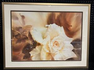 Framed Rose Still-Life Painting - Signed Floral Artwork