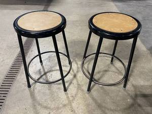 Pair of Bar Stools with Round Plywood Seats (Lot of 2)