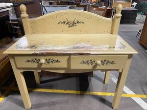 Vintage Painted Dresser with Floral Motif, 2-Drawer Chest