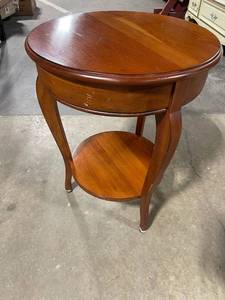 Round End Table with Two-Tier Pedestal Base