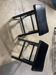 Two Industrial Metal Bar Stools with Wood Seats