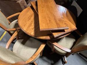Round Dining Table with Upholstered Chairs Set