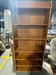 Tall Wooden Bookcase with Five Shelves - Free-Standing Open Back