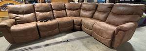 Brown L-Shaped Sectional Sofa with Chaise and Power Recliners