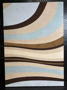 Abstract Arc Wall Art Panel - Blue, Tan and Brown Geometric Design