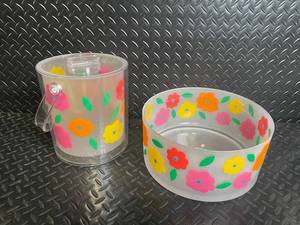 Floral Plastic Tumbler with Lid & Matching Floral Bowl (Lot of 2)