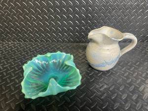 Ceramic Pitcher and Glass Bowl
