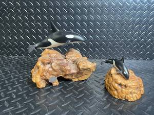 John Henry Orca Whale Figurine Rock Base - Decorative Sculpture