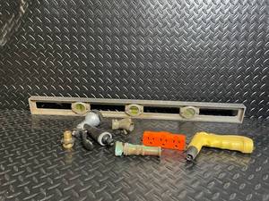 Assorted Tools and Hardware - Long Spirit Level with 3 Vials, Brass Fittings, and Cordless Drill