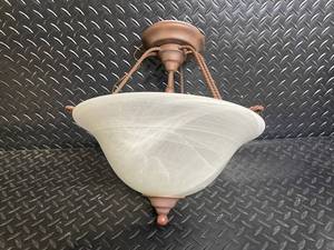 Vintage Bronze Pendant Light with Frosted Glass Bowl Shade Rope Suspension