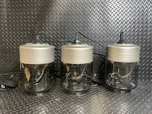 Three Mason Jar Pendant Lights - Industrial Glass Jars with Metal Tops