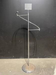 Vintage Metal Display Stand with Beaded Arm and Sign Holder