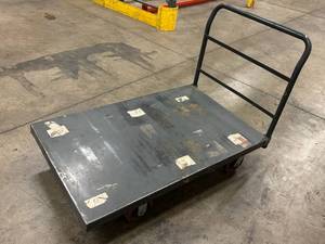Heavy-Duty Steel Platform Cart with Handle and Four Swivel Casters