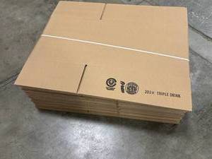 (25) Count of Corrugated Cardboard Boxes - Stacked & Strapped