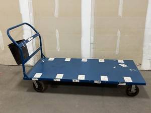 Industrial Platform Cart on Four Wheels with Side Bin