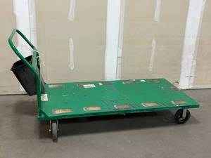 Industrial Platform Cart on Four Casters with Attached Bucket