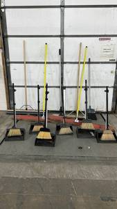 Assorted Cleaning Tools - Brooms, Mops & Dust Pans