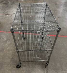 Industrial Wire Shelving Cart on Casters - Two-Tier Rolling Storage