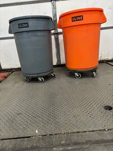 ULINE 32 GAL Wheeled Trash Cans (Lot of 2)