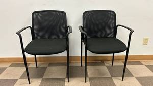 Pair of Mesh-Back Office Chairs with Arm Rests