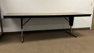 Wood-Veneer Office Desk with Steel Frame