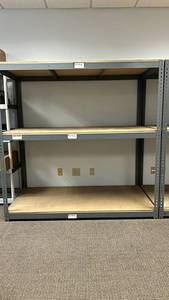 Industrial 3-Shelf Steel Storage Shelving Unit with Plywood Shelves