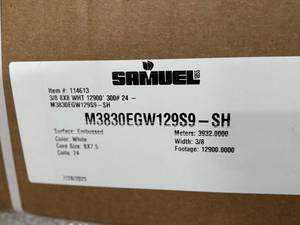 Samuel 38 White Embossed Strapping - 12,900 ft, 24 Coils, 300 lb - M3830EGW129S9-SH