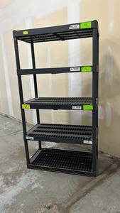 Industrial 4-Tier Plastic Shelving Rack - Heavy-Duty, Adjustable Storage Unit (Lot of 2)