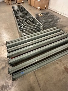 Industrial Pallet Racking System - Uprights & Beams with Wire Decking (Racking will be disassembled for pick up)